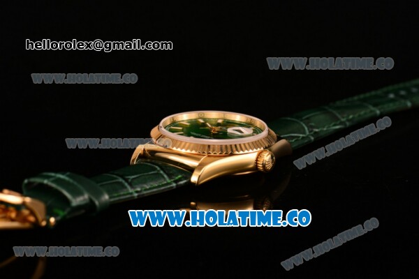 Rolex Day-Date Asia 2813/Swiss ETA 2836/Clone Rolex 3135 Automatic Yellow Gold Case with Stick Markers and Green Dial (BP) - Click Image to Close